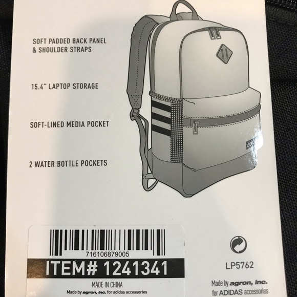 🆕Adidas Core 🎒 Backpack Black & White - Picture 5 of 5